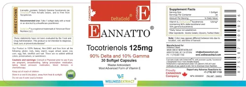 Vista 7 de WELLNESS EXTRACT Eannatto Tocotrienoles Suplementos de vitamina E sin tocoferol, sin OMG, sin gluten y antioxidante (125 mg 30 cápsulas blandas)