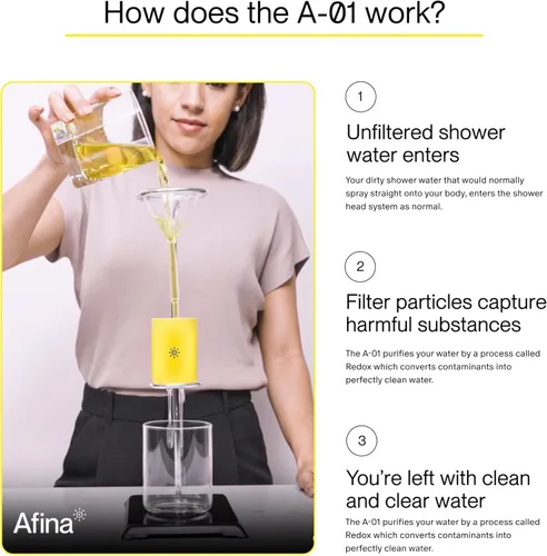 Vista 7 de Afina Cabezal de ducha filtrado, filtro de ducha para agua dura, mejora la piel y el cabello eliminando el cloro y los productos químicos tóxicos