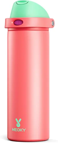 Vista 20 de Botella de agua de 24 onzas para el día de San Valentín: Botella de agua de acero inoxidable Meoky con popote y tapa de boquilla, a prueba de fugas