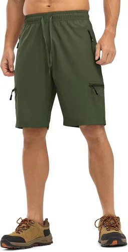 Vista 3 de TBMPOY Pantalones cortos de senderismo para hombre con 5 bolsillos con cremallera, 9 pulgadas, ligeros, para exteriores, trabajo, atletismo, viajes