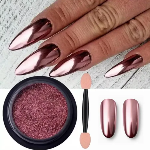 Vista 12 de Polvos holográficos de espejo para uñas, efecto dorado cromado, lentejuelas de polvo metálico puro, gel UV, pigmento de polvo cromado negro