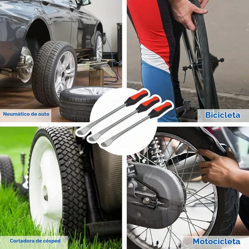 Vista 5 de Juego de herramientas para cucharas de neumáticos, kit profesional para cambio de neumáticos para moto de cross, motocicleta, silla de ruedas
