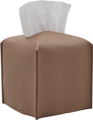 Vista 13 de Livelab Funda para caja de pañuelos, cuadrada, decorativa, de piel sintética, soporte para caja de pañuelos moderna, organizador de papel facial