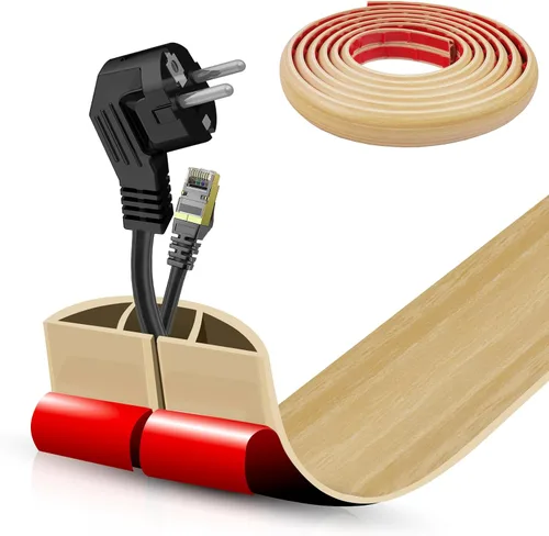 Vista 32 de Cubierta autoadhesiva para cables de suelo, gestión de cables de 3.3 pies, protector de tira de extensión para cables, evita tropiezos de cables