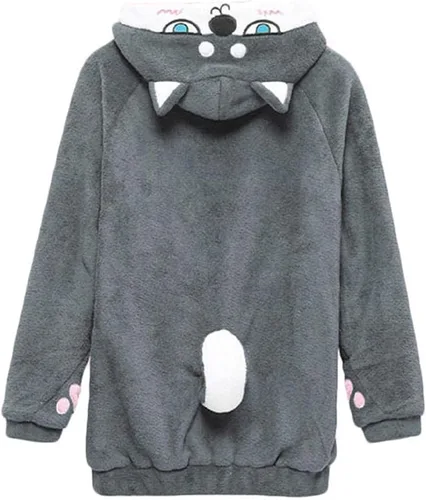 Vista 14 de Coriresha - Sudadera con capucha para niños, estilo perro, con orejas de perro en 3D y cola de perro, manga larga
