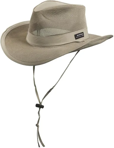 Vista 10 de Sombrero de Sol Safari de Corona de Malla para Hombres, Ala de 3 pulgadas, Cordón Ajustable para la Barbilla, Protección Solar UPF (SPF) 50+ Carbón