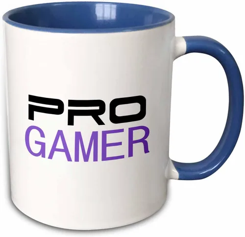 Vista 11 de 3dRose mug_151243_4 "Pro gamer - awesome gaming job or hobby and proud of it - computer pro-gamer in black and purple" Taza, 11 oz, Negro