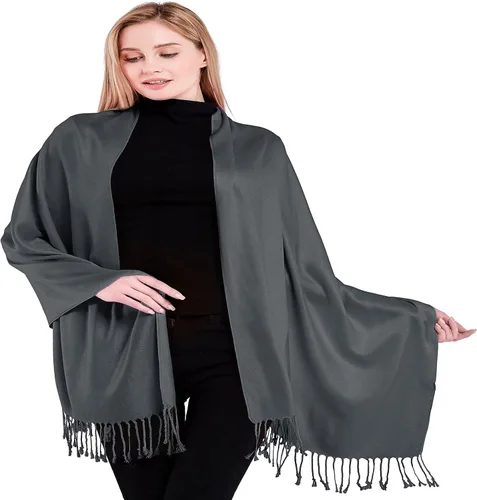 Vista 52 de CJ Apparel Solid Color Tassels Design Nepalese Shawl Seconds Scarf Wrap Stole Throw Head Wrap Pashmina Hand Made in Nepal Amarillo ámbar