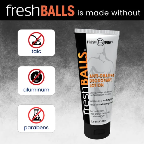 Vista 5 de Fresh BALLS - Desodorante de crema a polvo Loción antirozaduras y bolas desodorante para hombre, higiene para el área de la ingle, 3.4 onzas