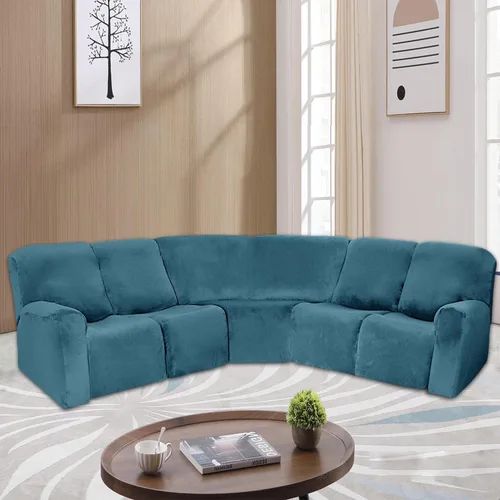 Vista 12 de ele ELEOPTION Funda reclinable modular de 5 plazas, 7 piezas, fundas para sofá reclinable en forma de L, protector de muebles, grueso, suave, Gris