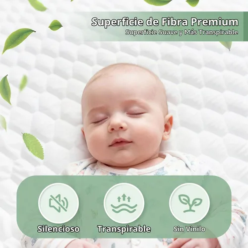 Vista 2 de Protector de colchón impermeable, funda de colchón, suave, transpirable, sin ruido, bolsillo profundo de 6 a 18 pulgadas, color blanco para el hogar
