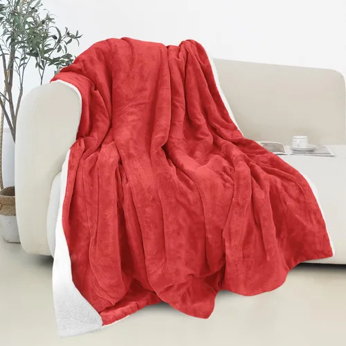 Vista 12 de Elegant Comfort - Manta reversible y ultra suave de franela con forro polar - Manta de sherpa navideña de invierno - Ligera, suave y acogedora