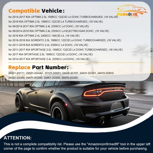 Vista 2 de PANGOLIN Kit de cadena de distribución G4KJ para 2014-2017 Kia Optima Sorento Sportage 2.0L 2.4L Turbo Engine 16 válvulas piezas de repuesto
