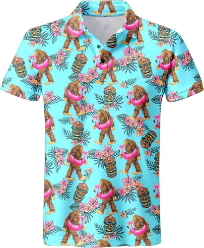 Vista 41 de Camisa de golf de los años 80 para hombre, ajuste seco, manga corta, estampada, divertidas, camisas de golf de los años 90 para hombre