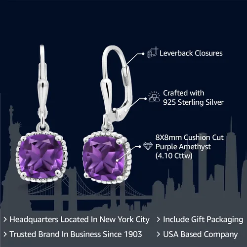 Vista 84 de Gem Stone King Aretes colgantes de plata de ley 925 de 0.315 pulgadas para mujer