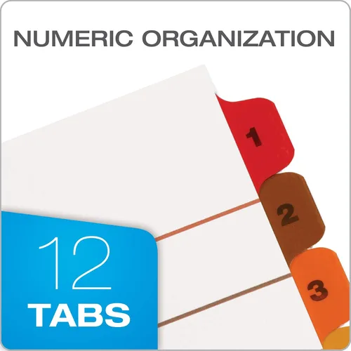 Vista 2 de Oxford OneStep 89403 - Separadores numéricos de 12 pestañas, tabla de contenido personalizable, funciona con carpeta de 3 anillas, plástico