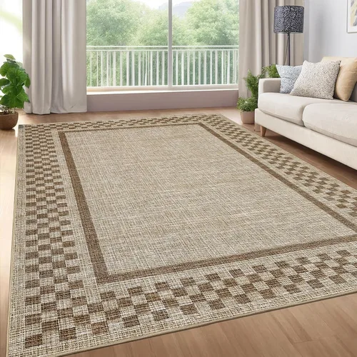 Vista 51 de GarveeHome Alfombra lavable de 5 x 7 pies para sala de estar, alfombra Beige festoneado