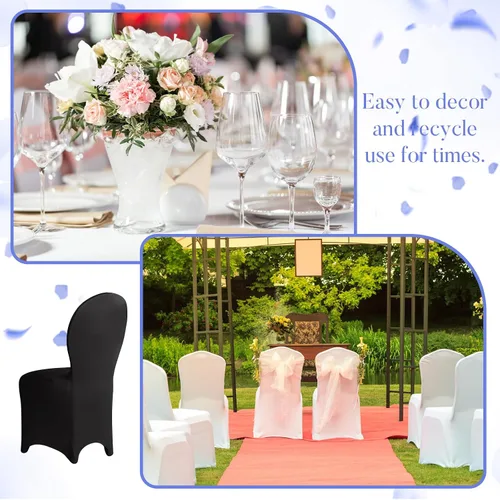 Vista 5 de Macarrie 60 fundas para sillas de boda, de poliéster, elastano, plegables, para bodas, banquetes, eventos de celebración, comedor, sala de estar