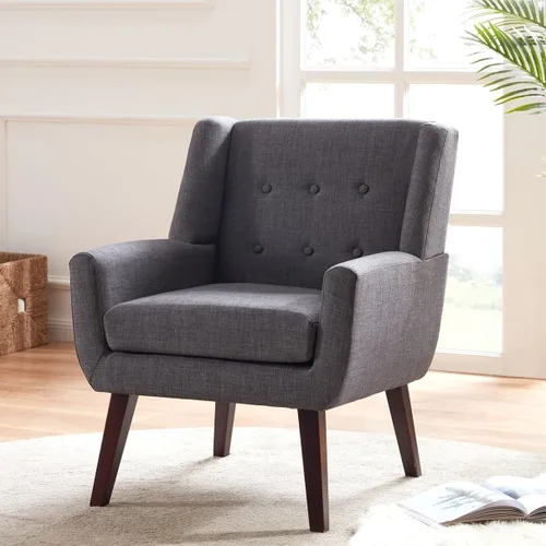 Vista 13 de HUIMO Silla de Acento para Sala de Estar, Sillón Tapizado con Botones Capitoné, Sillas de Sofá de Tela de Lino para Dormitorio, Sala de Estar, Silla