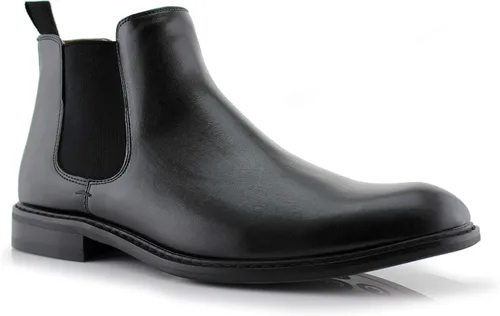 Vista 10 de Polar Fox Botas de ingeniero para hombre Botas de tobillo estilo motocicleta con correas de hebilla y cremallera lateral 1. Negro.