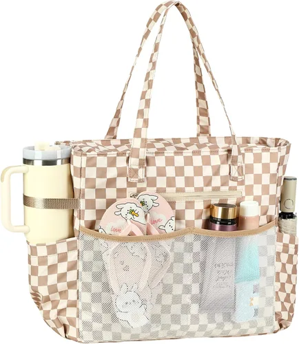 Vista 26 de Bluboon - Bolsa de playa impermeable para mujer, extra grande, con compartimento húmedo, para llevar de fin de semana, bolsa de piscina para viajes