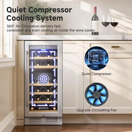 Vista 3 de BODEGA COOLER - Refrigerador de vino de zona única de 15 pulgadas, de 41 ℉