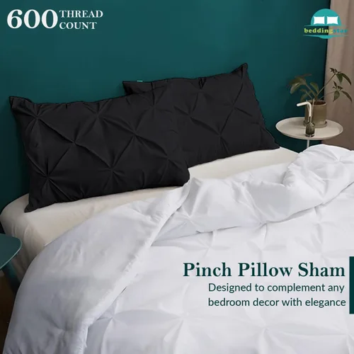 Vista 3 de beddingstar - Juego de fundas de almohada plisadas de 2 a 600 hilos, 100 % algodón egipcio, magníficas fundas de almohada decorativas