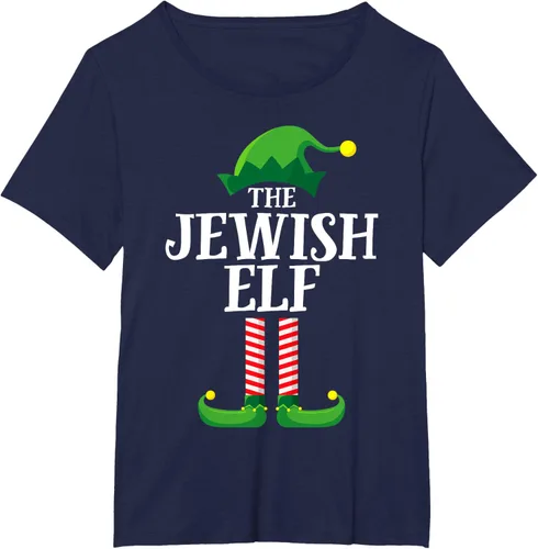 Vista 10 de Playera de pijama para fiesta de Navidad, grupo familiar a juego con elfo judío