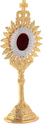 Vista 4 de Holyart Mini Relicario en Latón Dorado h 7.1 in con Corona Real y Rayos