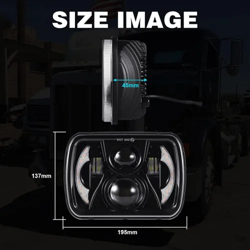 Vista 4 de Faros delanteros LED 1000% brillantes 180W H6054 5x7 7×6, 7 × 6, faros LED 7x6, haz sellado con DRL/señal de giro compatible con Ford Wrangler Jeep