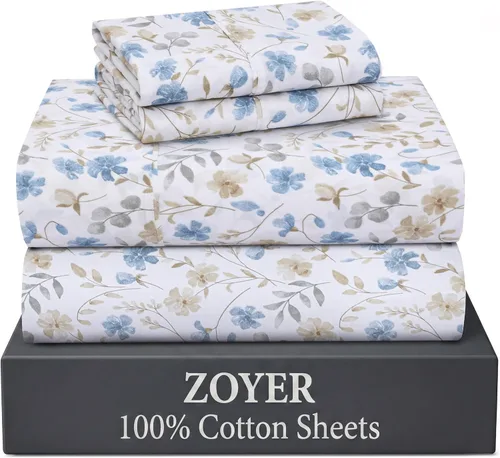 Vista 35 de ZOYER Sábanas de 100 % algodón percal tamaño individual, refrescantes y transpirables, duraderas, con una sensación nítida, suave y cómoda, bolsillo