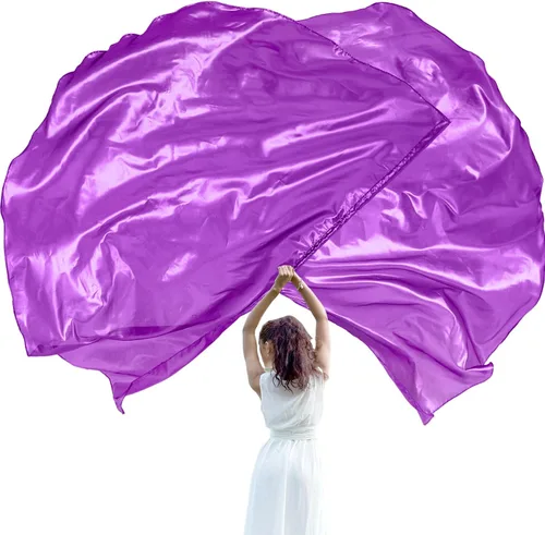 Vista 14 de Jetec 2 banderas de adoración de 74 x 55 pulgadas para danza, iglesia, alabanza, danza, con varilla flexible, semicírculo, ala de ángel