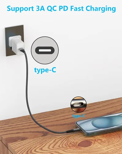 Vista 2 de Cable USB a USB C de 1 pie, paquete de 5 cables cortos de 8 pulgadas USB-C de 60 W de carga rápida para iPhone 18 Pro Max, iPhone Duo 17 16 15