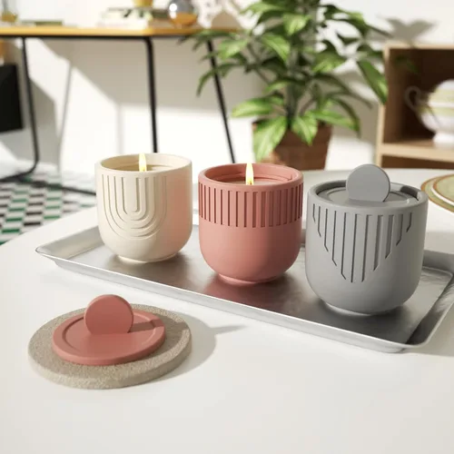 Vista 4 de Molde de silicona de tapa de cemento simple Molde cilíndrico de contenedor de vela de hormigón DIY recipiente de vela Herramienta de decoración