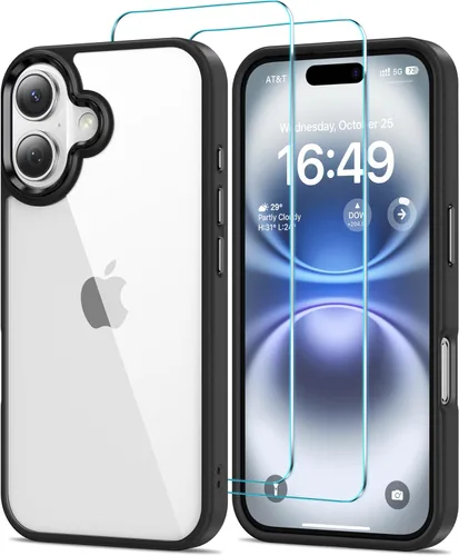 Vista 23 de HOOMIL Funda para iPhone 11 con 2 protectores de pantalla de vidrio templado, no amarillea, protección contra caídas, arañazos, transparente, parte