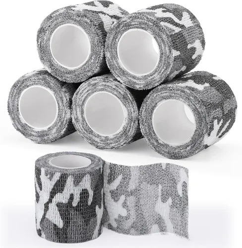Vista 28 de Cinta adhesiva de camuflaje de 6 rollos, 1/2/3/4 pulgadas x 14.8 pies, vendaje autoadhesivo de camuflaje para acampar al aire libre, tira elástica