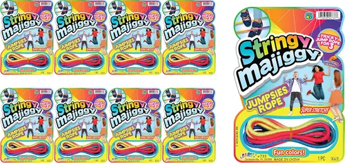 Vista 9 de 2CHILL Chinese Jump Rope (Pack) Elastic Skipping Rope Game for Kids & Adults Colorful Stretchy Jump Rope for Kids, Girls and Boys. Party Favor.