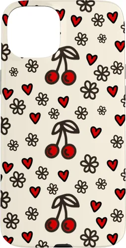 Vista 9 de Carcasa para iPhone 16 con diseño de cerezas, cerezas, diseño de corazón de San Valentín, color rojo