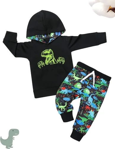 Vista 7 de Von kilizo Conjunto de 2 piezas de ropa de otoño para bebé, sudadera con capucha y pantalones de teñido anudado