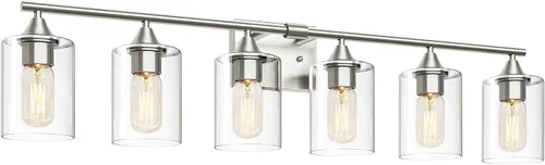 Vista 19 de Luces de Tocador Doradas para Baño, Accesorios de Iluminación de Baño de 2 Luces, Aplique de Pared de Latón Cepillado Dorado, Lámpara de Pared