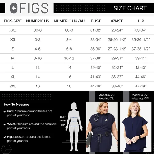 Vista 6 de Figs - Uniforme médico de mujer Rafaela, de dos bolsillos, cuello mandarín, ajuste holgado con elásticos suaves.