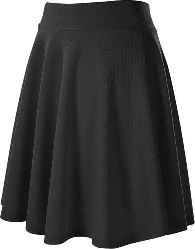 Vista 3 de Urban CoCo Women's Basic Versatile Stretchy Flared Casual Midi Skater Skirt