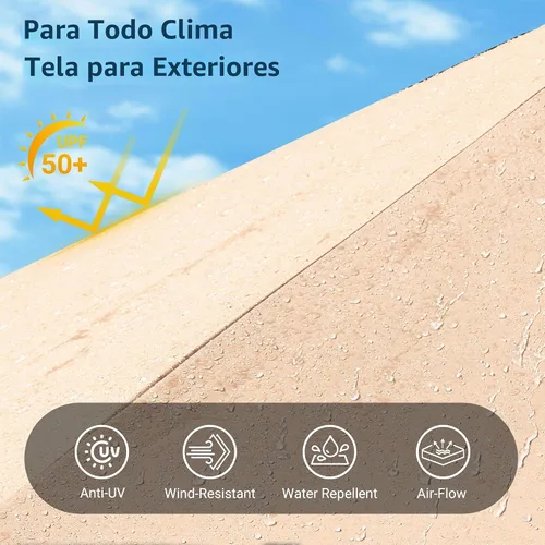 Vista 5 de HOOOWOOO Sombrilla de doble cabeza de 15 pies para patio al aire libre con Beige