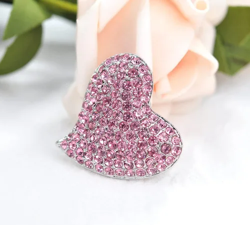 Vista 5 de Gyn&Joy Broche de corazón de San Valentín de cristal austriaco de tono plateado BZ264