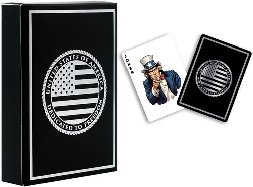 Vista 17 de Military Gift Shop Cartas de jugar con bandera estadounidense azul - Gráficos patrióticos - Calidad premium - Regalos para veteranos para hombres