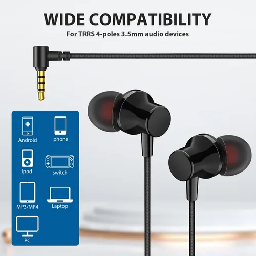 Vista 3 de Auriculares con Cable para Laptop PC Chromebook Aislamiento de Ruido Auriculares con Conector de Audio de 3.5mm Micrófono HiFi Estéreo Llamadas