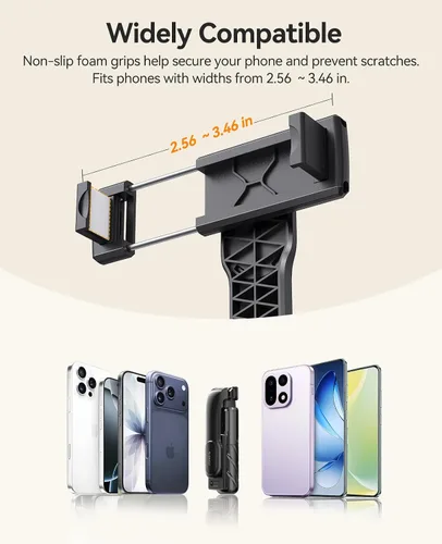 Vista 6 de ORICO Trípode portátil de aluminio para selfies, mini trípode de 26 pulgadas para iPhone, soporte extensible con control remoto inalámbrico