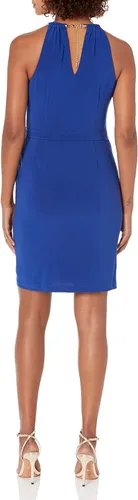 Vista 2 de kensie Womens Halter Keyhole Neck Faux Wrap Mini Dress