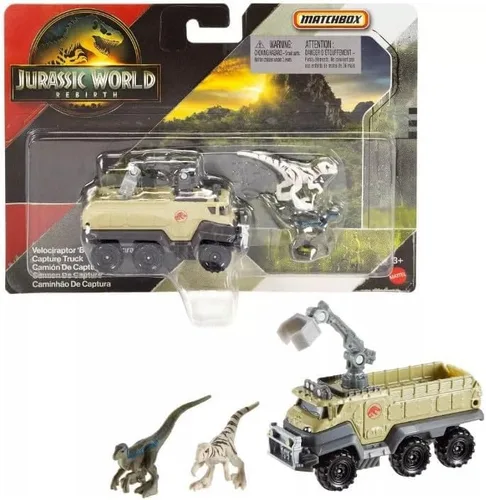 Vista 5 de Hot Wheels Jurassic World Rebirth, vehículo de colección de dinosaurios y figura (Dilophosaurus Lifter)