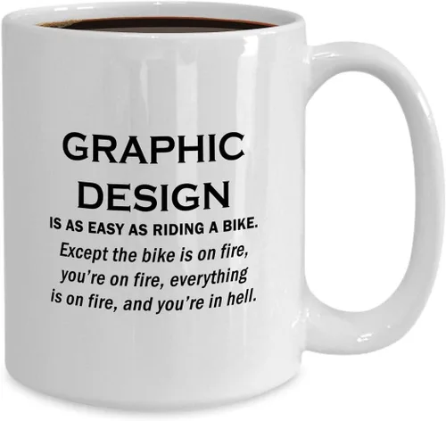 Vista 2 de Regalos para diseñador gráfico artista taza de café grande 15oz té cerámica – Ilustrador digital tradicional 2D 3D Fine Art Student Multimedia Funny